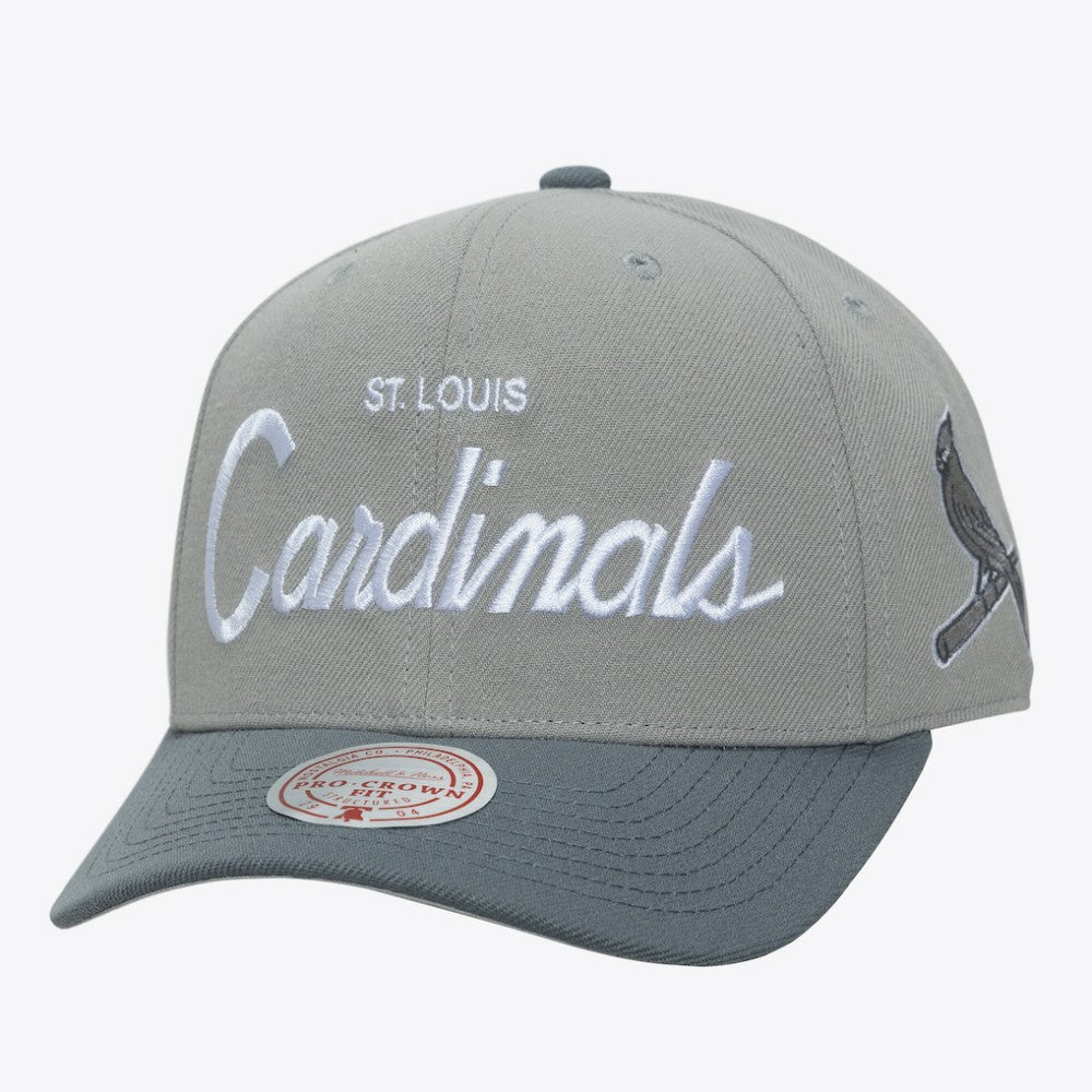 St. Louis Cardinals Thunderstorm Head Coach Pro-Crown Adjustable Hat - Gray | Mitchell & Ness