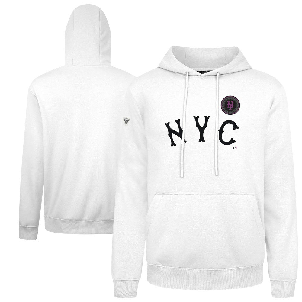 New York Mets Levelwear City Connect Podium Core Logo Pullover Hoodie - White