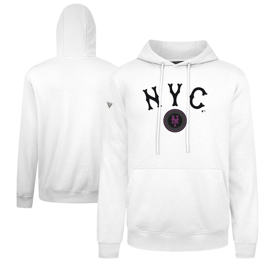 New York Mets Levelwear City Connect Podium Back Splash Pullover Hoodie - White