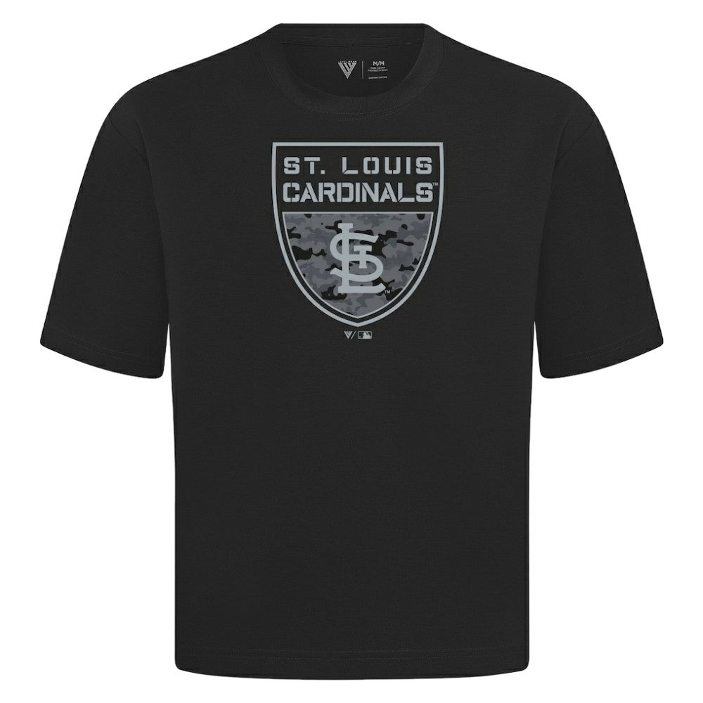 St. Louis Cardinals Levelwear Oversized Luxe Signature Knit Buckler T-Shirt - Black