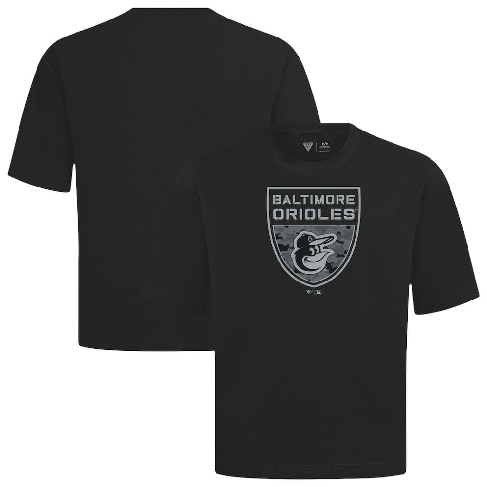 Baltimore Orioles Levelwear Oversized Luxe Signature Knit Buckler T-Shirt - Black