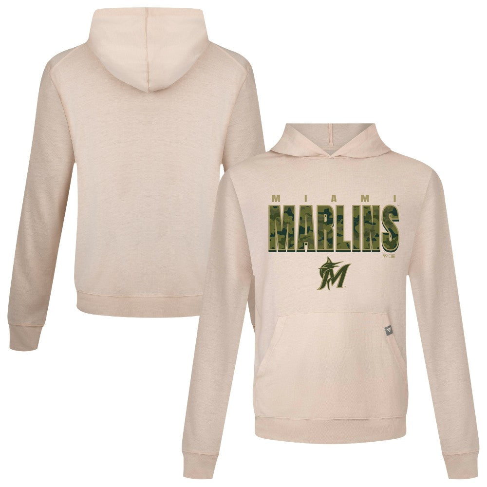 Miami Marlins Levelwear Relay Protect Pullover Hoodie - Khaki
