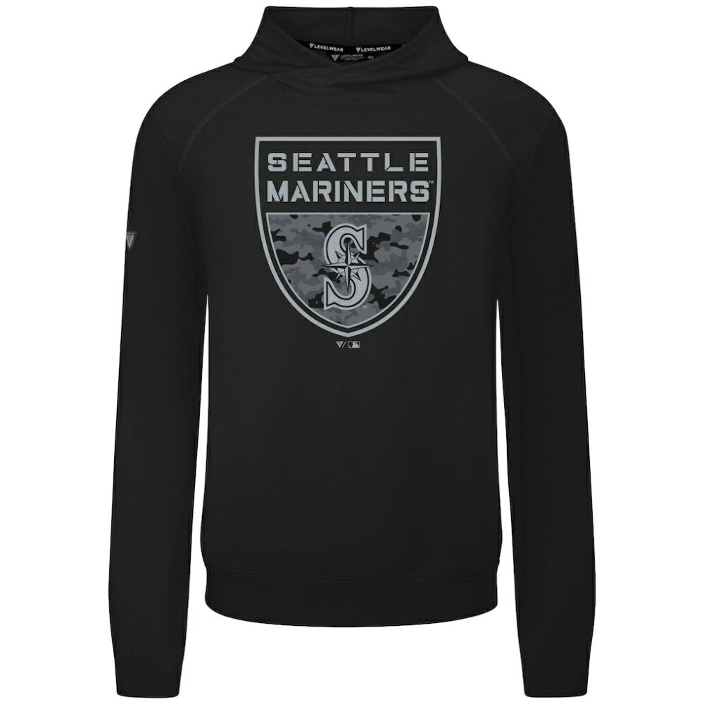 Seattle Mariners Levelwear Mandate Buckler Tri-Blend Pullover Hoodie - Black