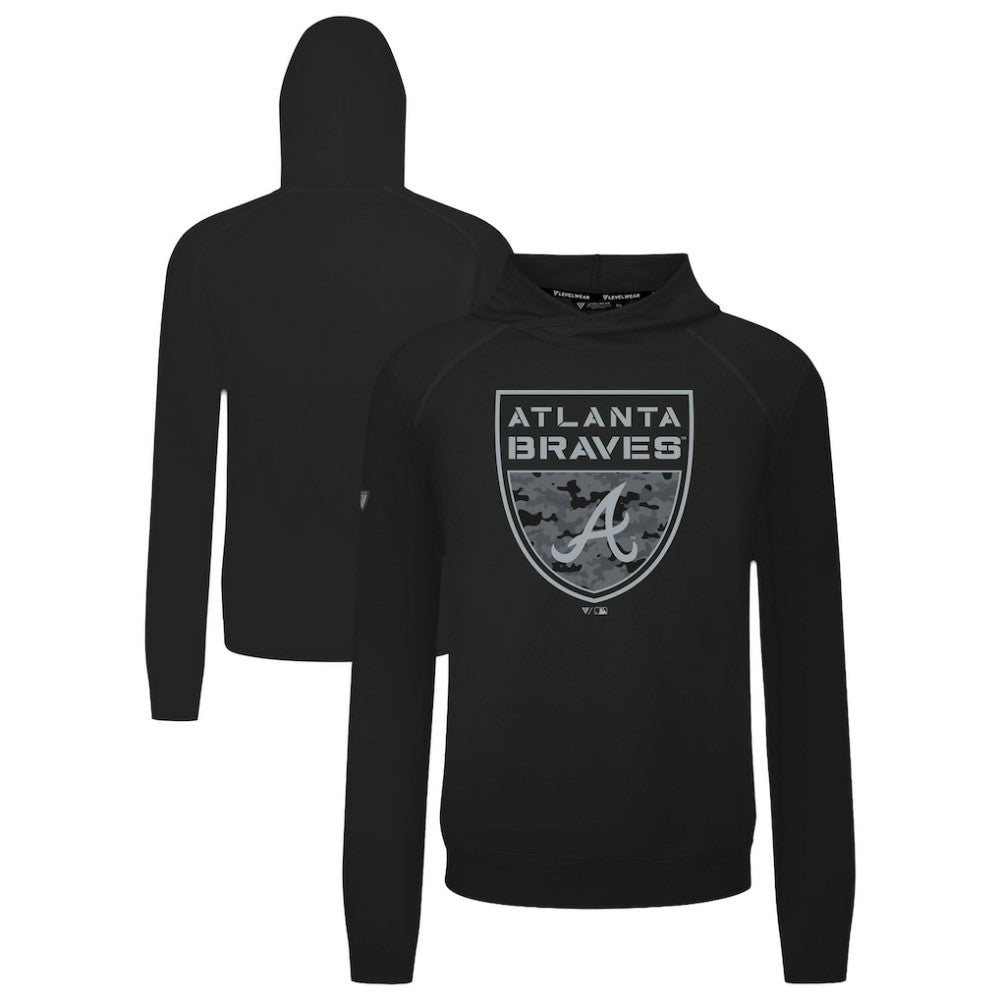Atlanta Braves Levelwear Mandate Buckler Tri-Blend Pullover Hoodie - Black