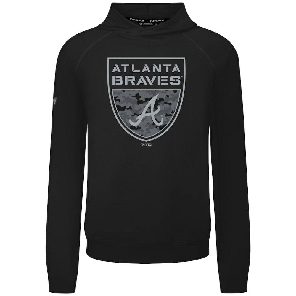 Atlanta Braves Levelwear Mandate Buckler Tri-Blend Pullover Hoodie - Black