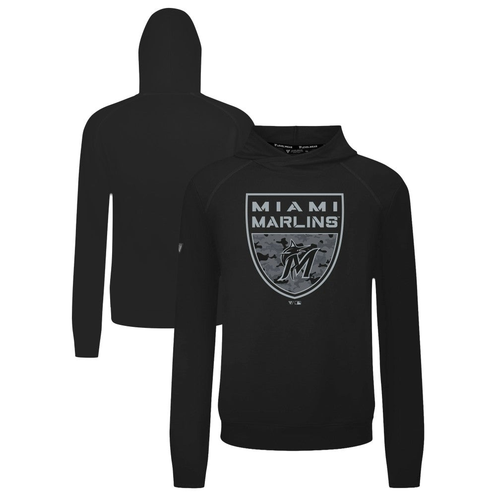 Miami Marlins Levelwear Mandate Buckler Tri-Blend Pullover Hoodie - Black