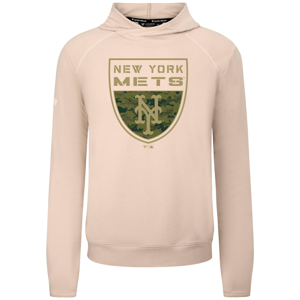 New York Mets Levelwear Mandate Buckler Tri-Blend Pullover Hoodie - Khaki