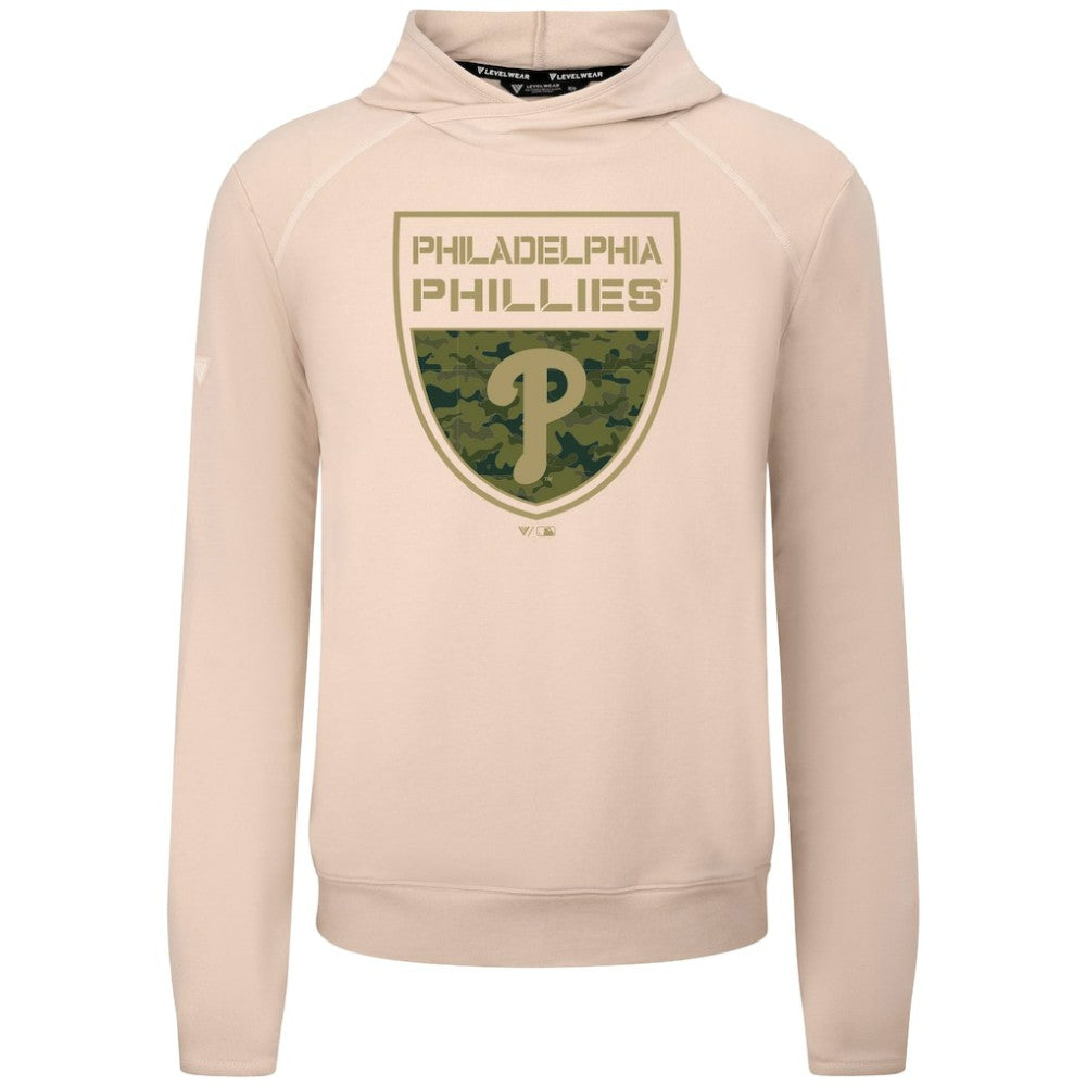 Philadelphia Phillies Levelwear Mandate Buckler Tri-Blend Pullover Hoodie - Khaki