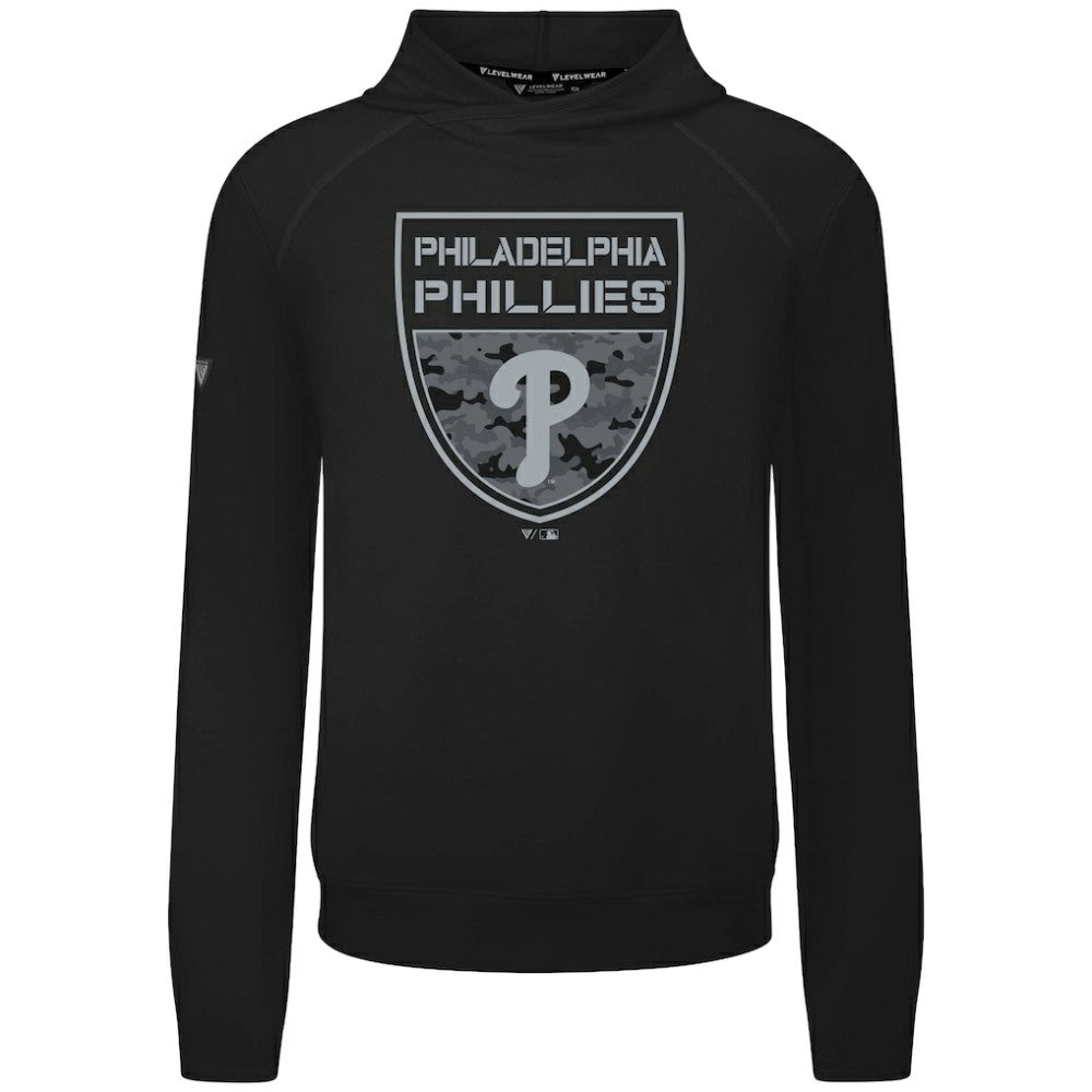 Philadelphia Phillies Levelwear Mandate Buckler Tri-Blend Pullover Hoodie - Black