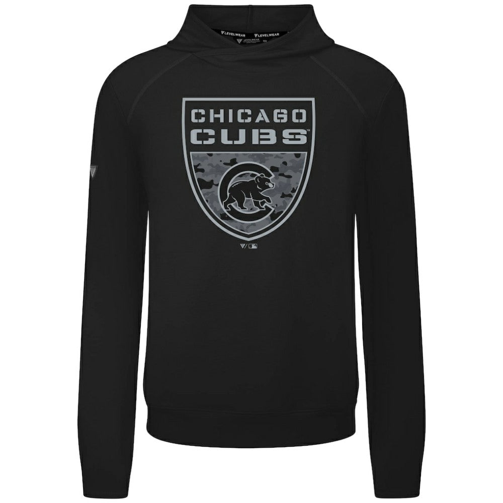 Chicago Cubs Levelwear Mandate Buckler Tri-Blend Pullover Hoodie - Black