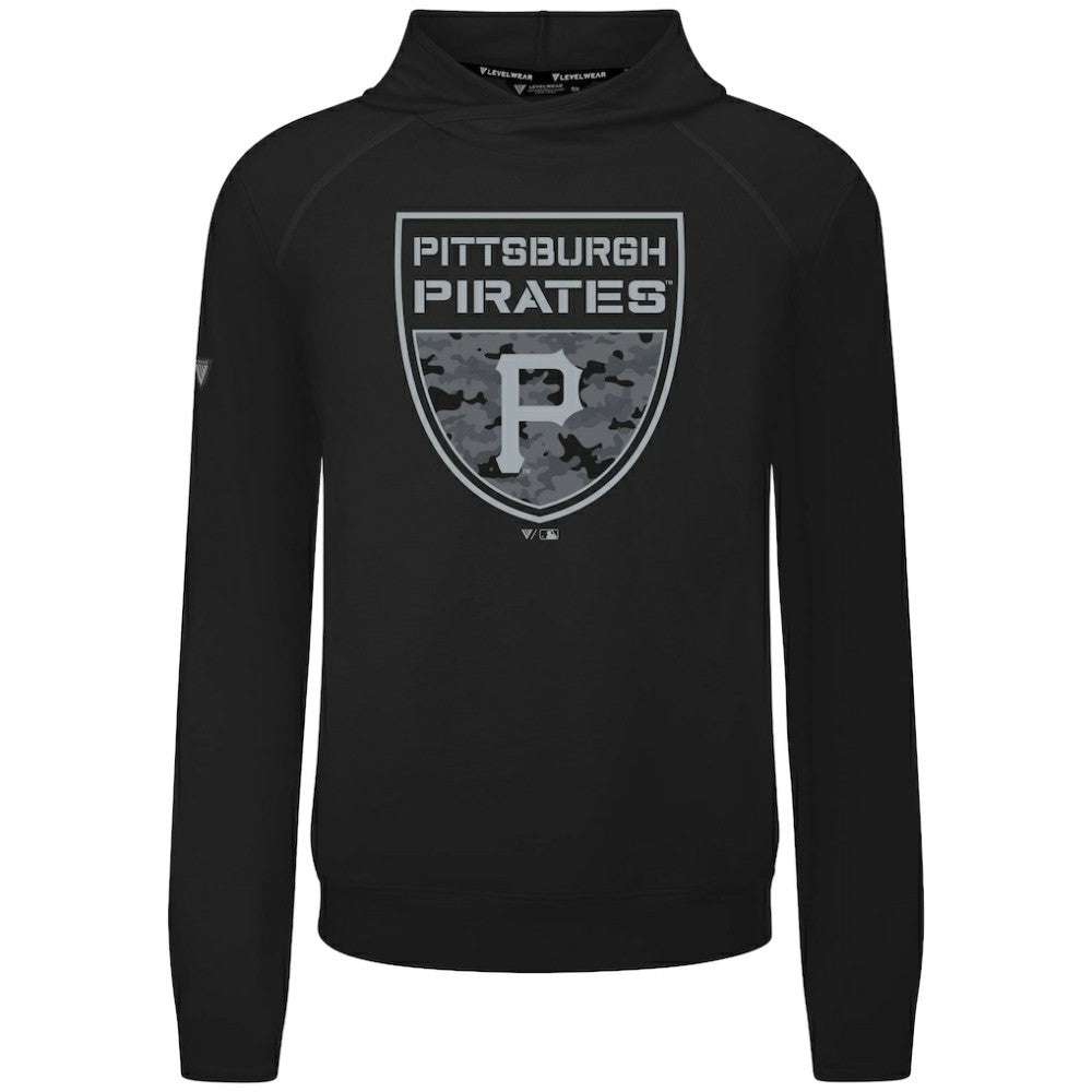 Pittsburgh Pirates Levelwear Mandate Buckler Tri-Blend Pullover Hoodie - Black