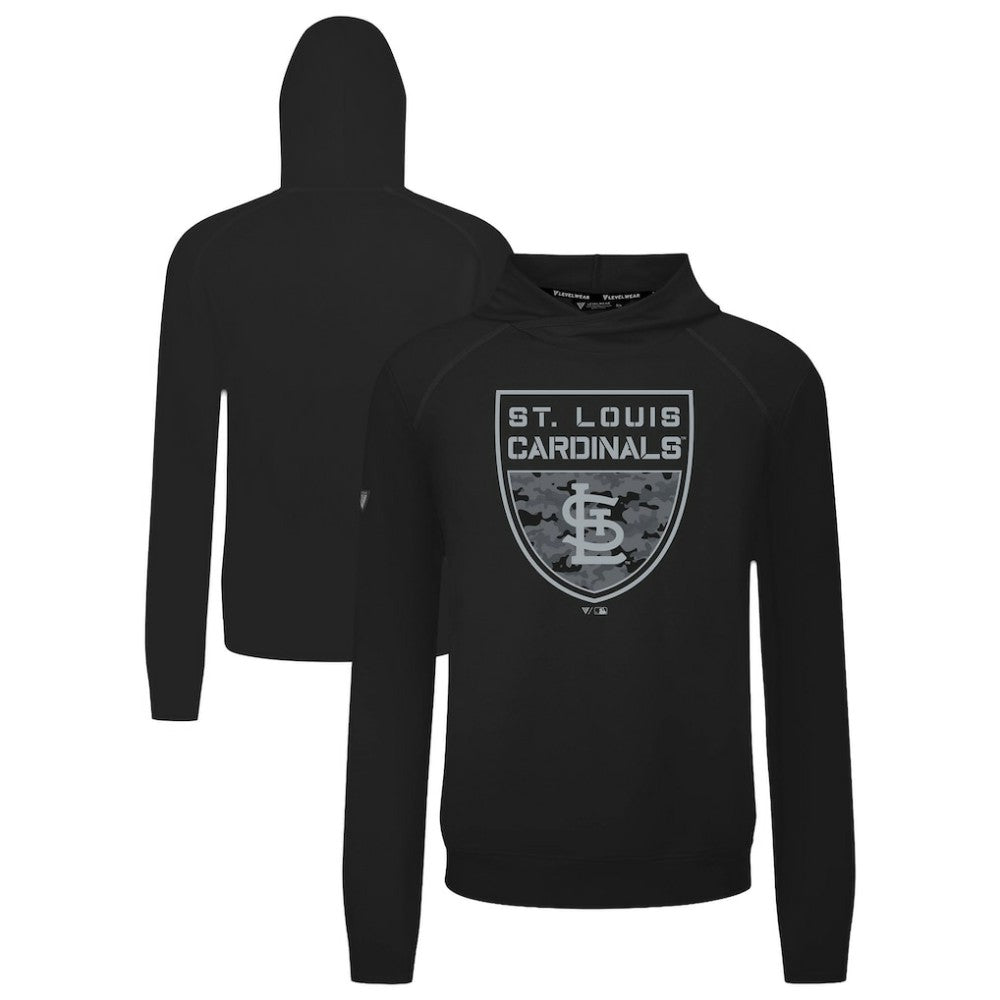 St. Louis Cardinals Levelwear Mandate Buckler Tri-Blend Pullover Hoodie - Black