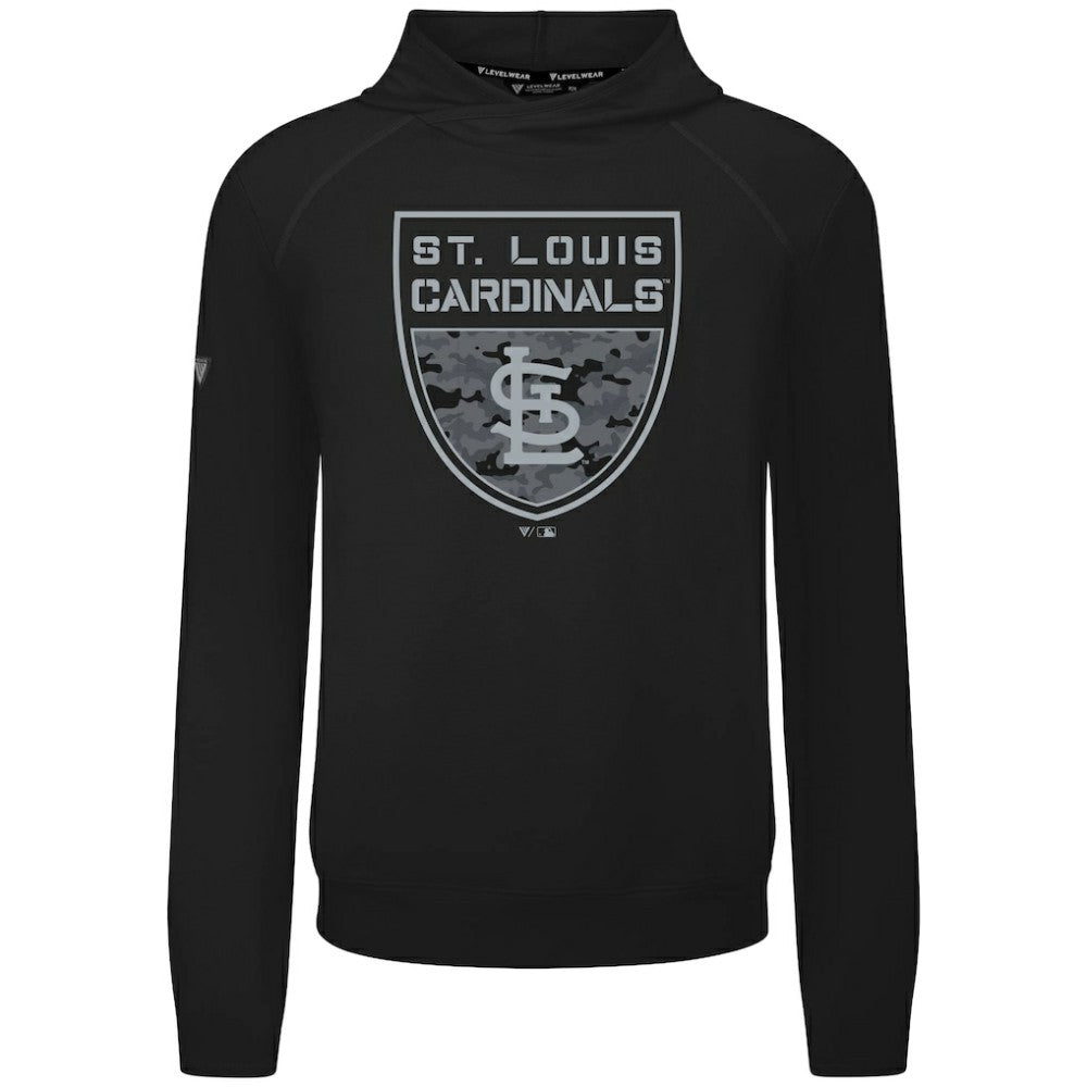 St. Louis Cardinals Levelwear Mandate Buckler Tri-Blend Pullover Hoodie - Black