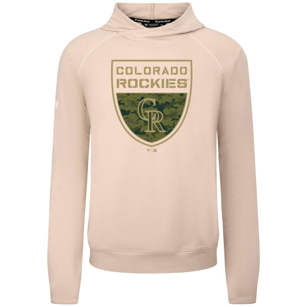Colorado Rockies Levelwear Mandate Buckler Tri-Blend Pullover Hoodie - Khaki