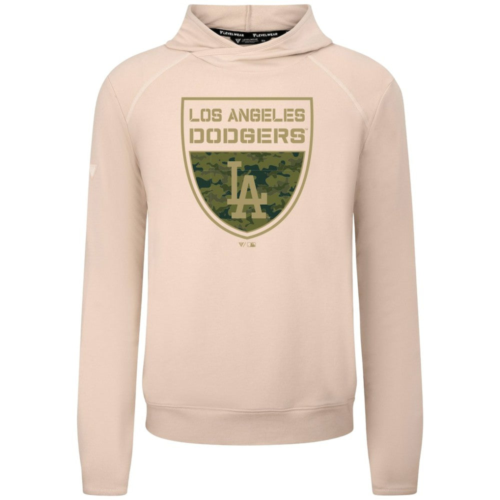 Los Angeles Dodgers Levelwear Mandate Buckler Tri-Blend Pullover Hoodie - Khaki