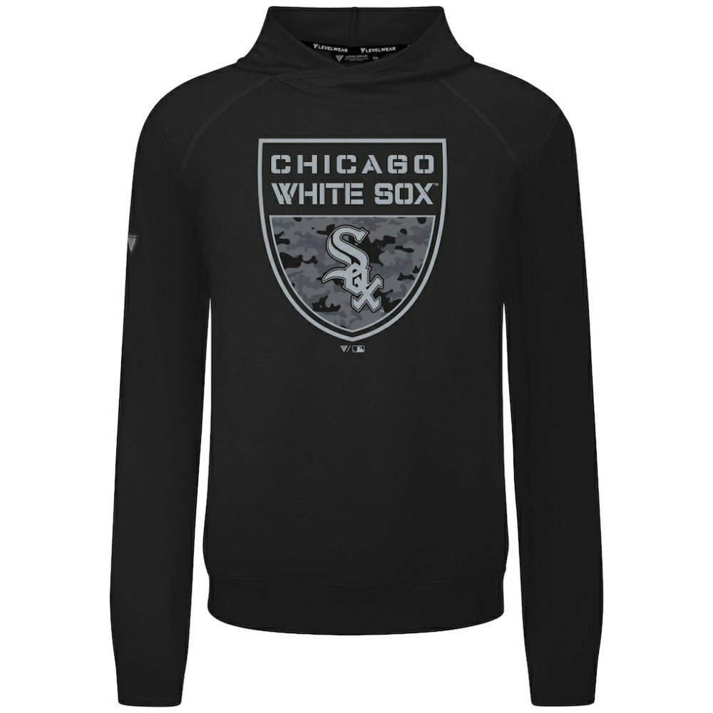 Chicago White Sox Levelwear Mandate Buckler Tri-Blend Pullover Hoodie - Black