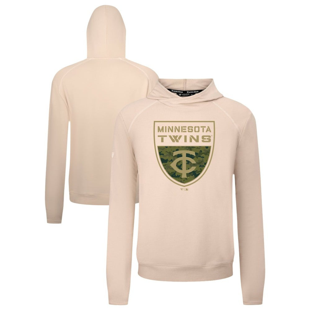 Minnesota Twins Levelwear Mandate Buckler Tri-Blend Pullover Hoodie - Khaki