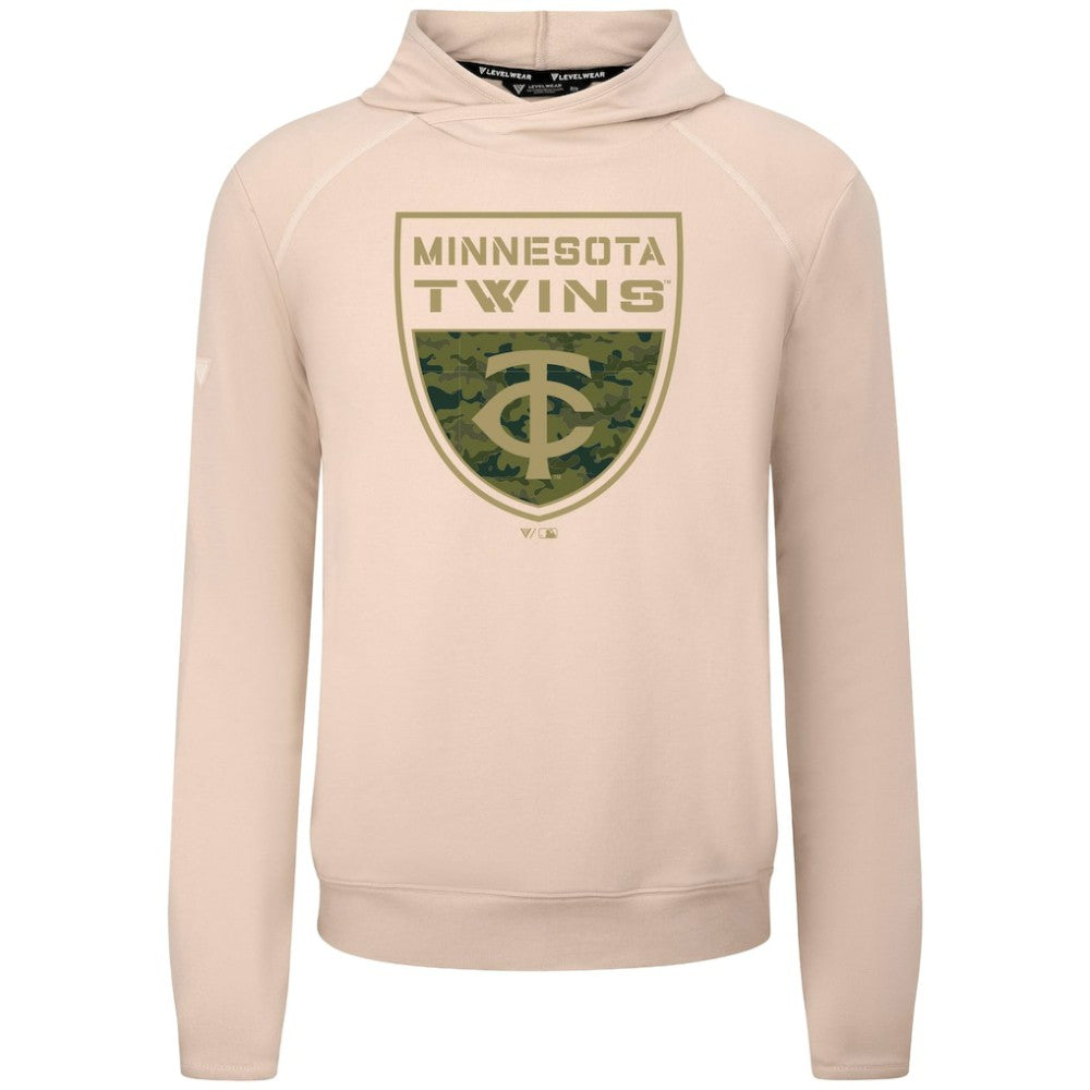 Minnesota Twins Levelwear Mandate Buckler Tri-Blend Pullover Hoodie - Khaki