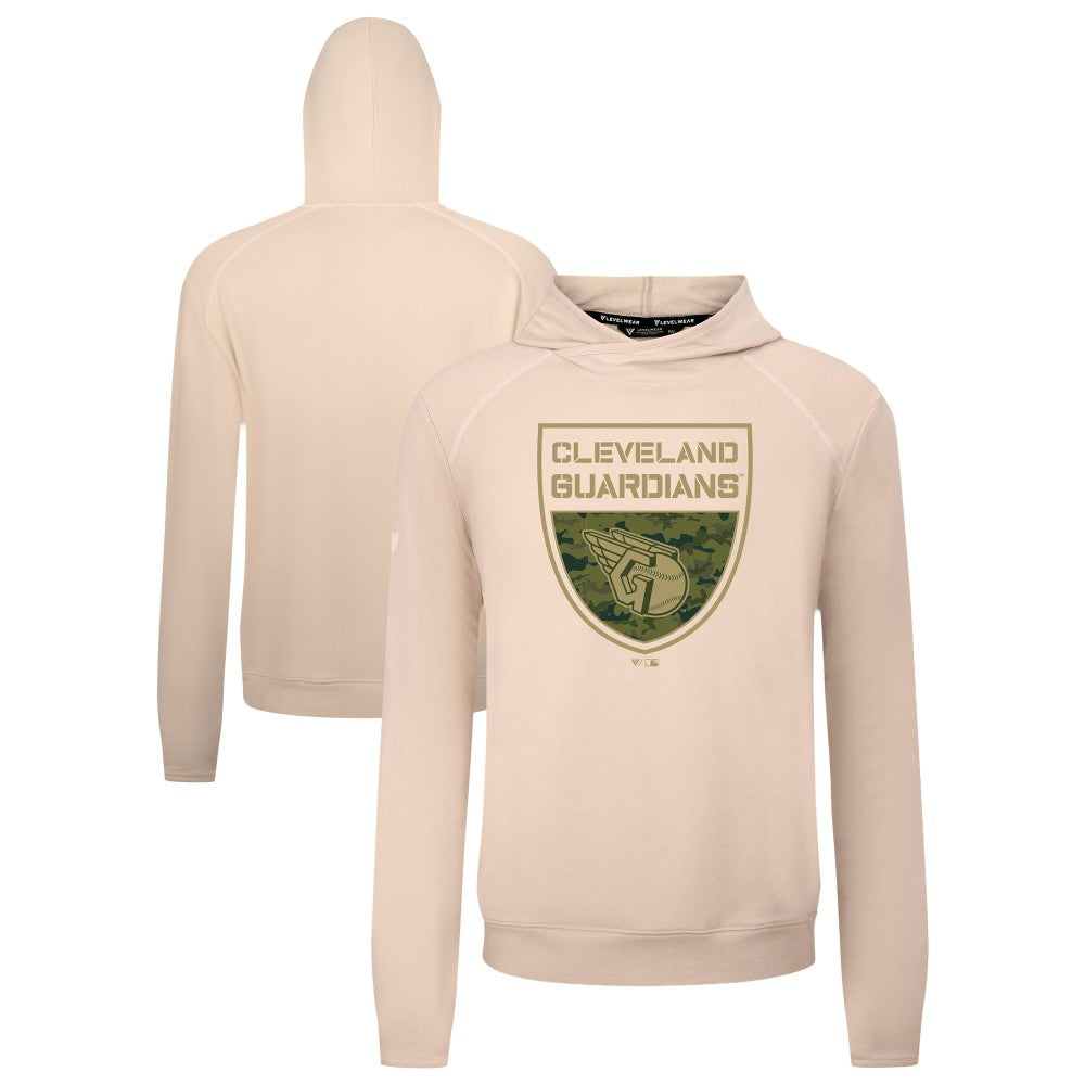 Cleveland Guardians Levelwear Mandate Buckler Tri-Blend Pullover Hoodie - Khaki