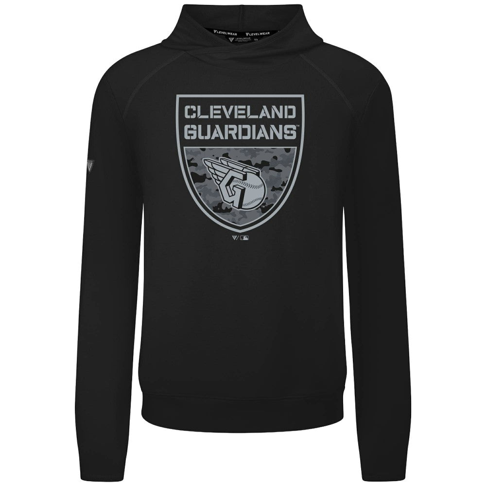 Cleveland Guardians Levelwear Mandate Buckler Tri-Blend Pullover Hoodie - Black