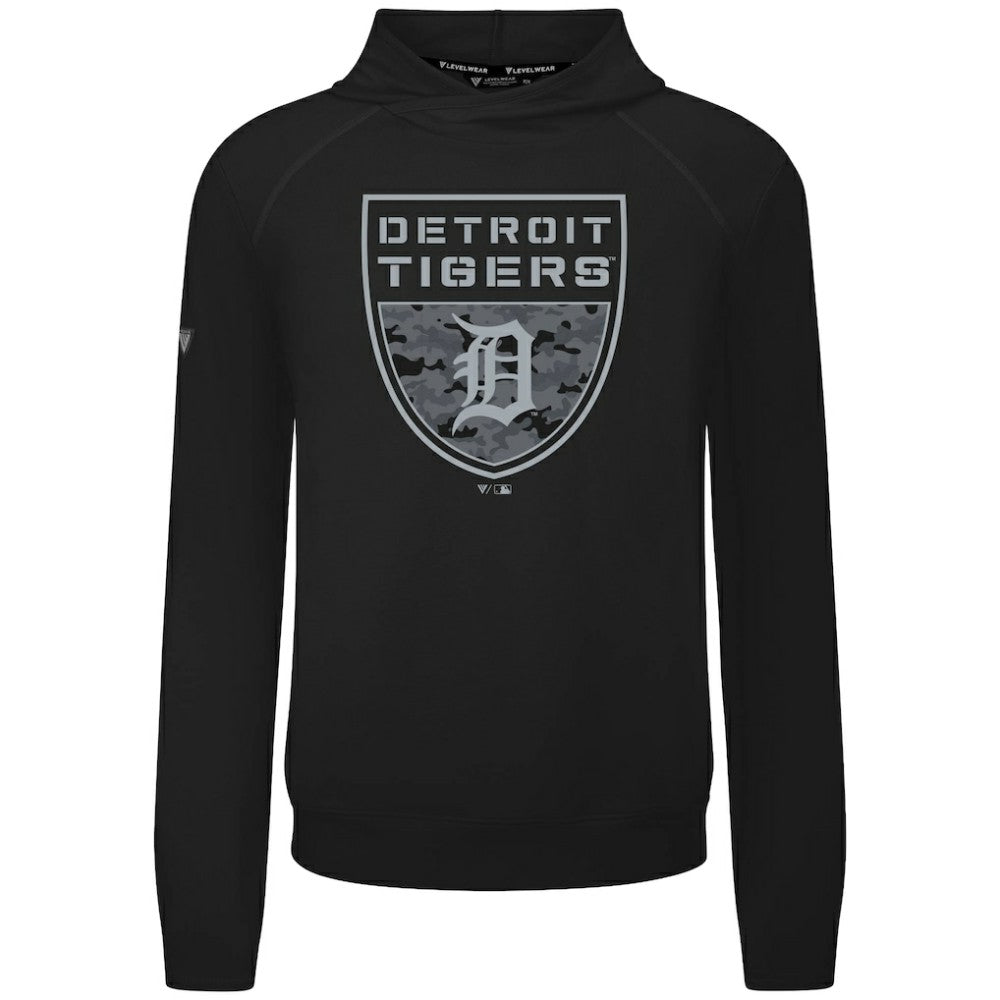 Detroit Tigers Levelwear Mandate Buckler Tri-Blend Pullover Hoodie - Black