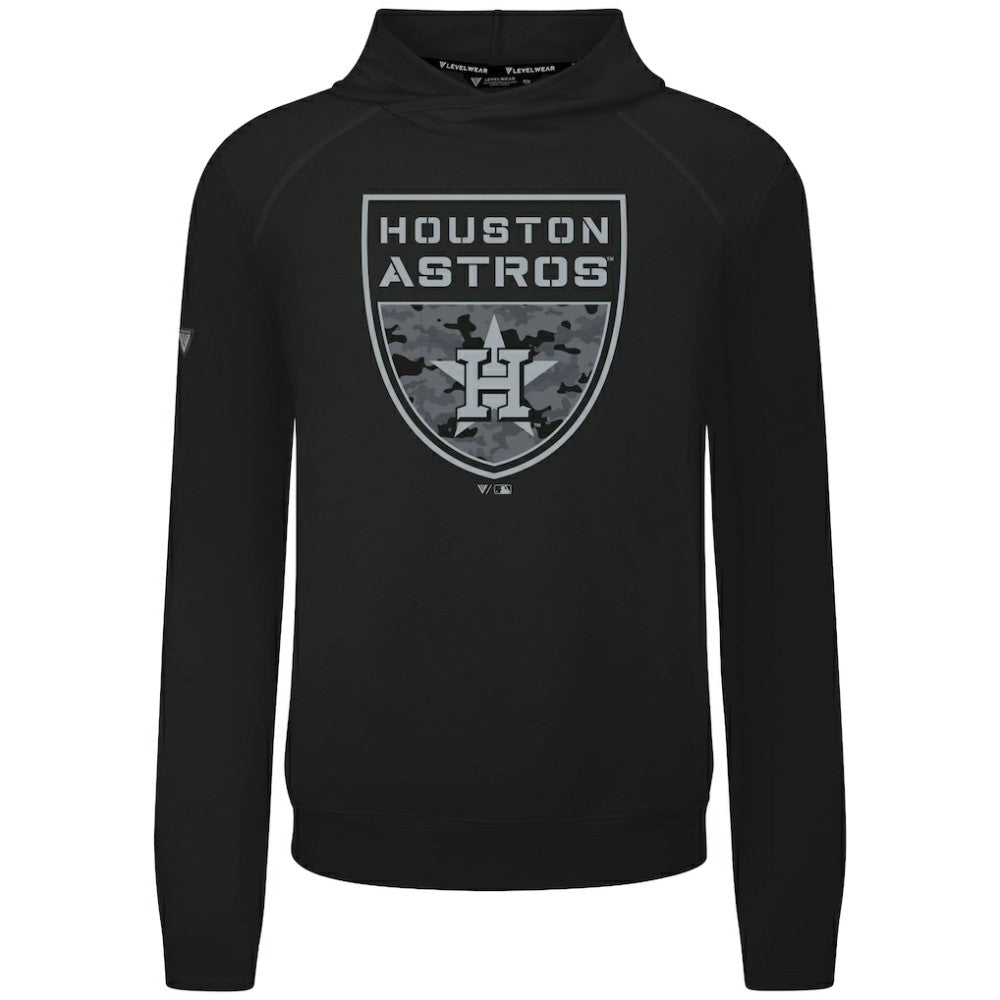 Houston Astros Levelwear Mandate Buckler Tri-Blend Pullover Hoodie - Black