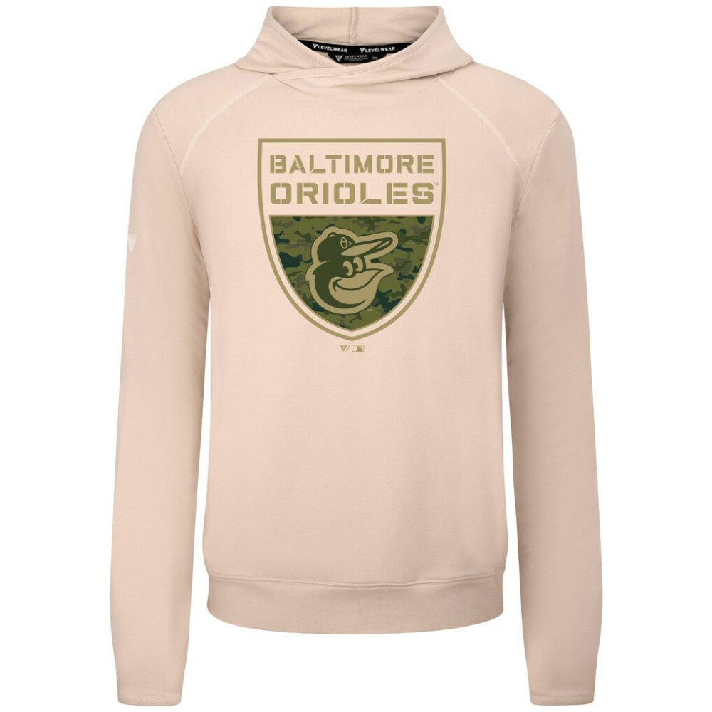 Baltimore Orioles Levelwear Mandate Buckler Tri-Blend Pullover Hoodie - Khaki