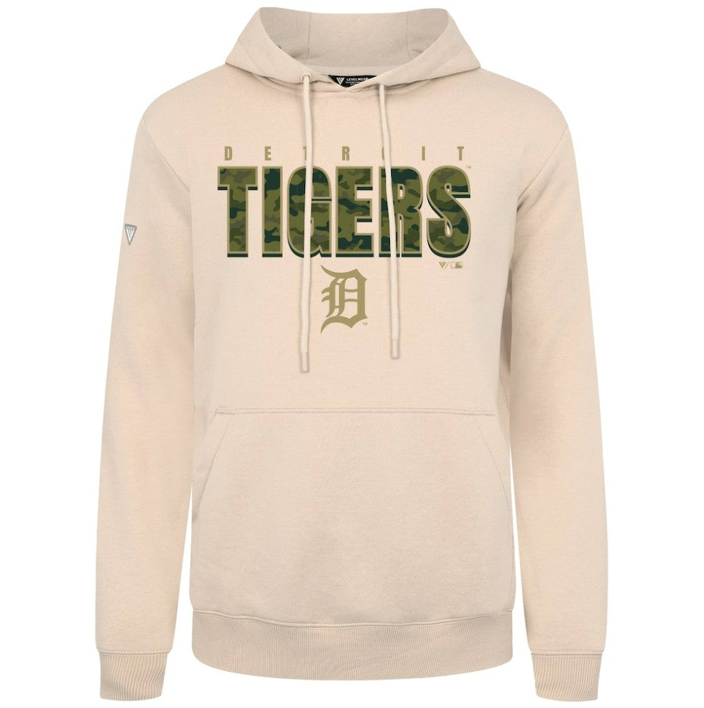 Detroit Tigers Levelwear Podium Protect Pullover Hoodie - Khaki