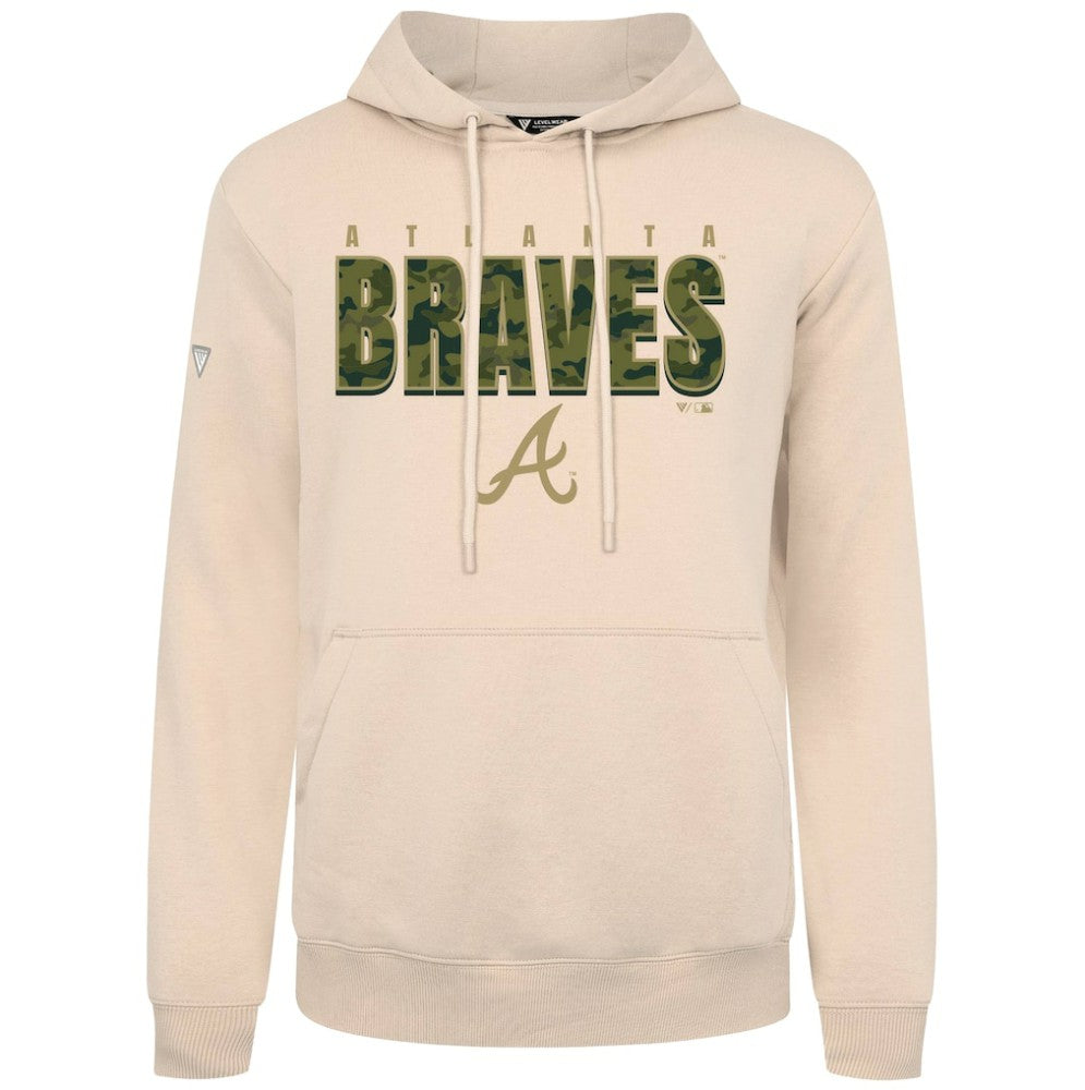 Atlanta Braves Levelwear Podium Protect Pullover Hoodie - Khaki