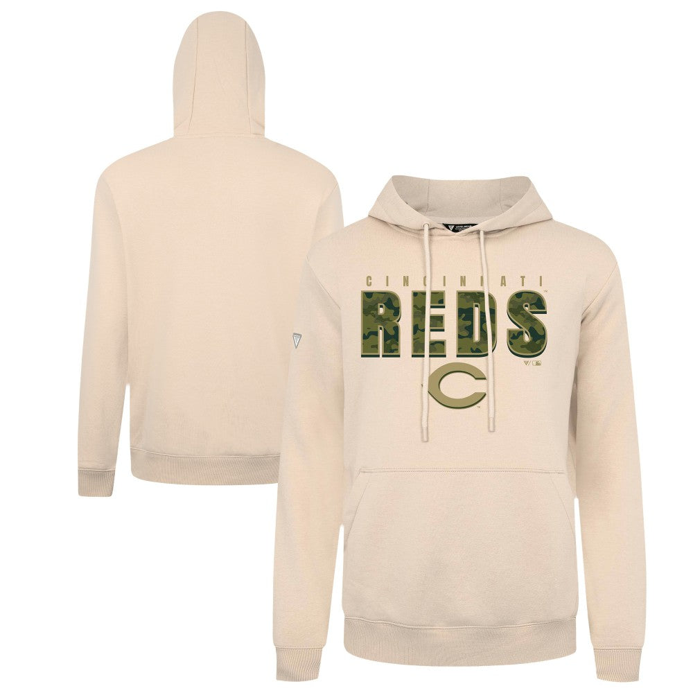 Cincinnati Reds Levelwear Podium Protect Pullover Hoodie - Khaki