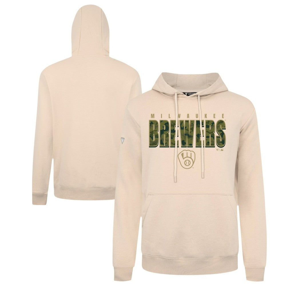 Milwaukee Brewers Levelwear Podium Protect Pullover Hoodie - Khaki