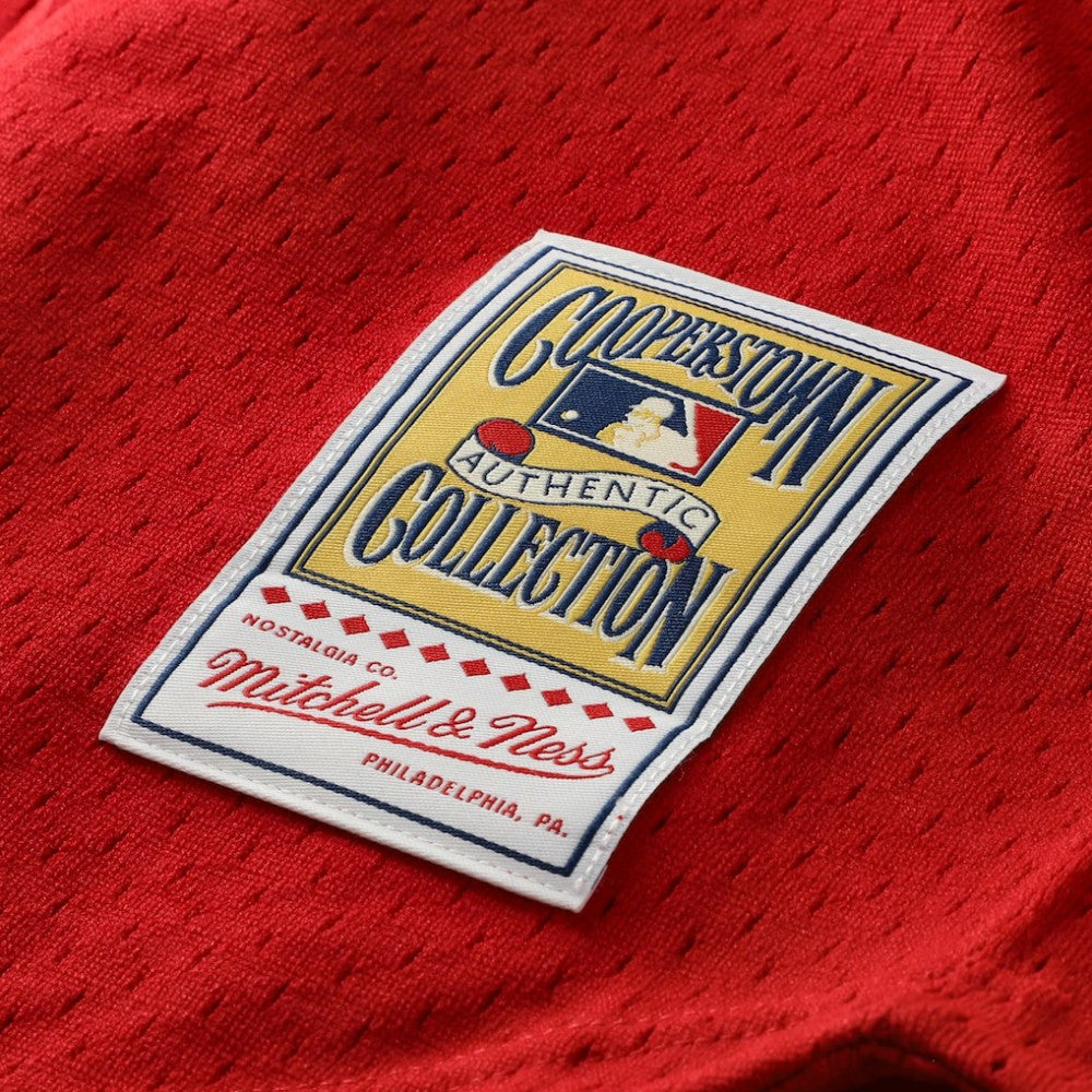 Deion Sanders Cincinnati Reds Cooperstown Mesh Batting Practice Button-Up Jersey - Red | Mitchell & Ness