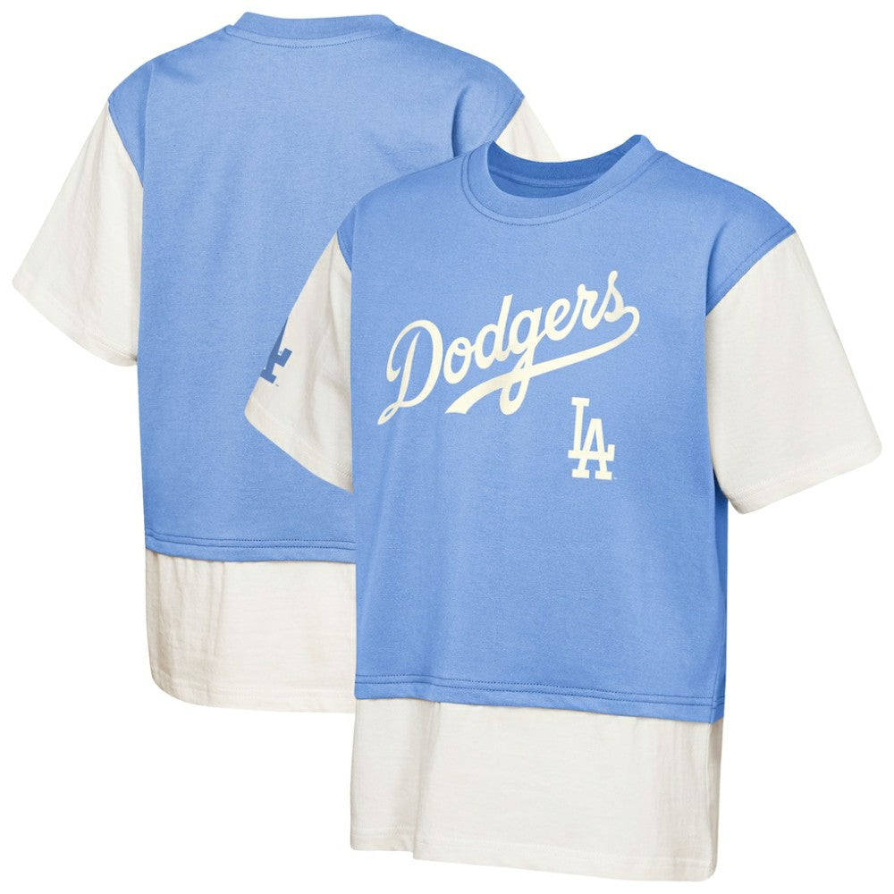 Los Angeles Dodgers Outerstuff Youth Ultimate Pastels Premium Double Run T-Shirt - Royal/Cream
