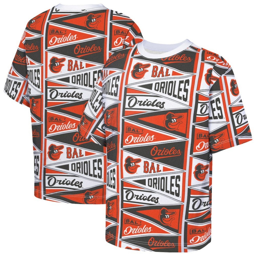 Baltimore Orioles Outerstuff Youth All-Over Pennant T-Shirt - Orange