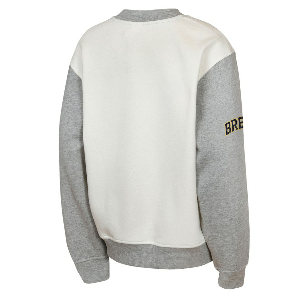 Milwaukee Brewers Outerstuff Youth Big League Power Hit Fleece Sweatshirt - Cream/Gray