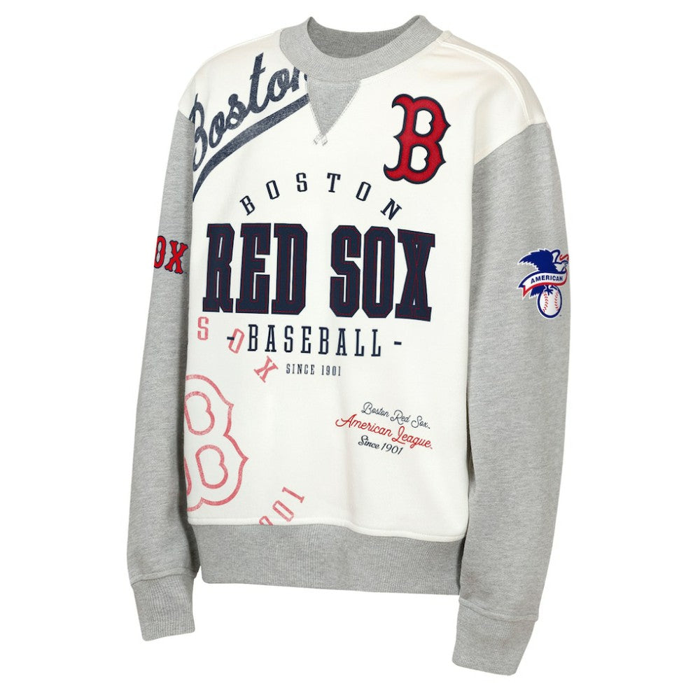 Boston Red Sox Outerstuff Youth Big League Power Hit Fleece Sweatshirt - Cream/Gray