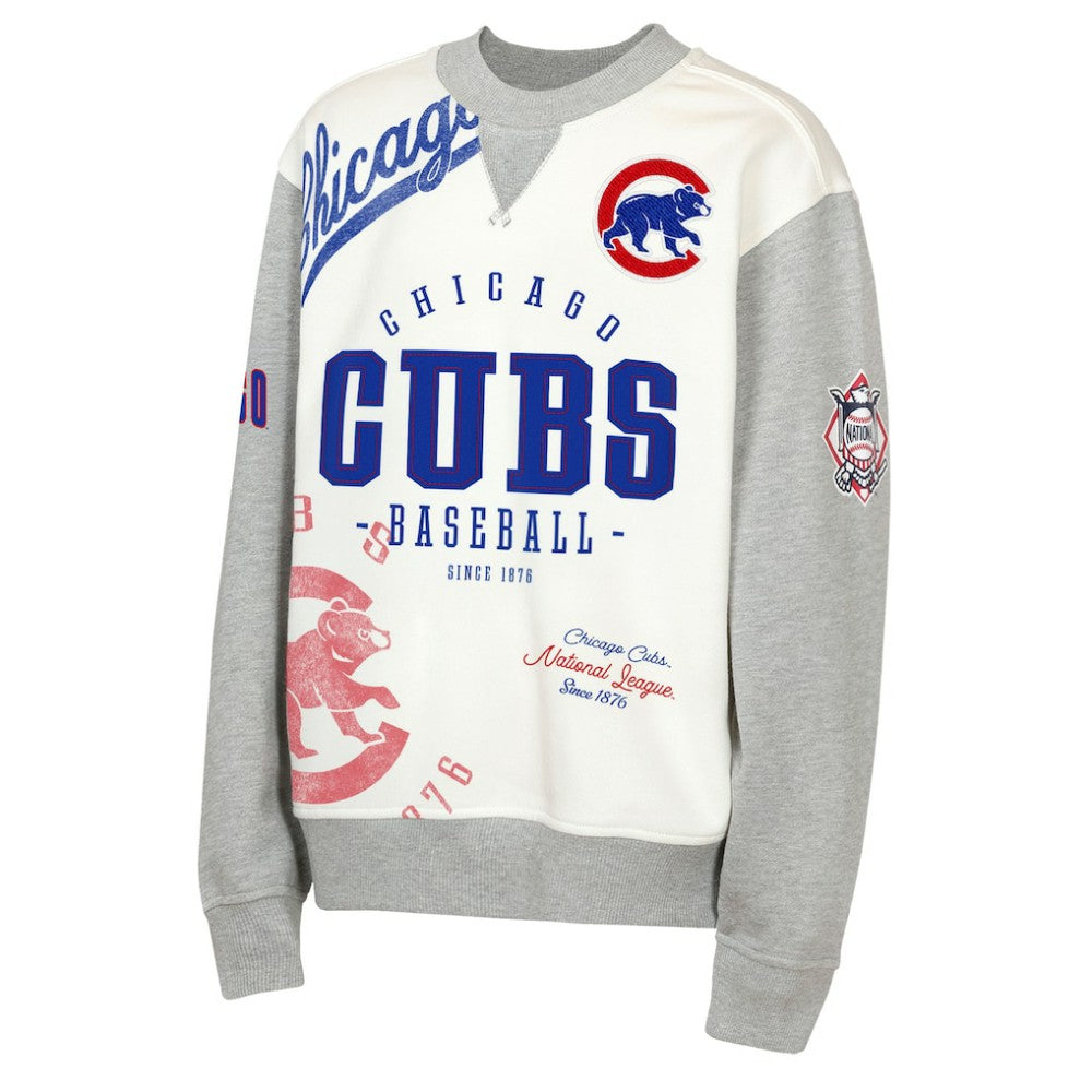 Chicago Cubs Outerstuff Youth Big League Power Hit Fleece Sweatshirt - Cream/Gray