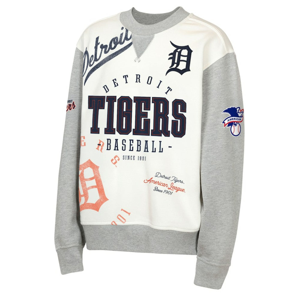Detroit Tigers Outerstuff Youth Big League Power Hit Fleece Sweatshirt - Cream/Gray