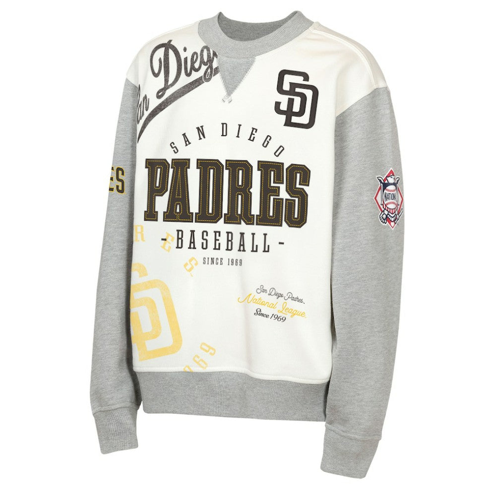 San Diego Padres Outerstuff Youth Big League Power Hit Fleece Sweatshirt - Cream/Gray