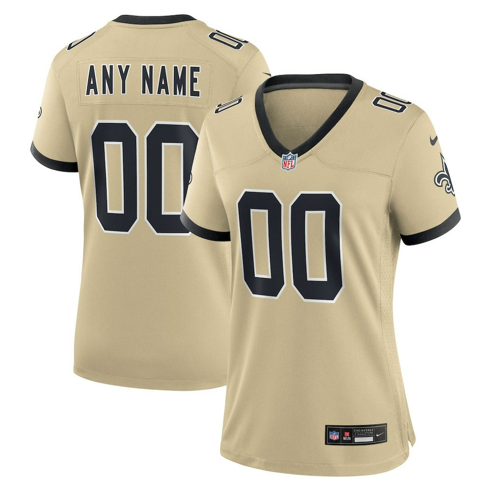 NFL New Orleans Saints Women's Gameday Golds Alternate Custom Game Jersey