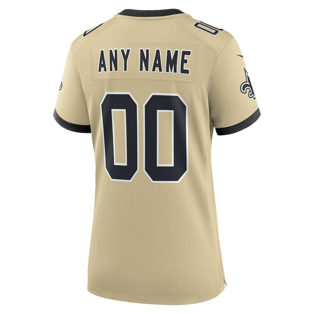 NFL New Orleans Saints Women's Gameday Golds Alternate Custom Game Jersey