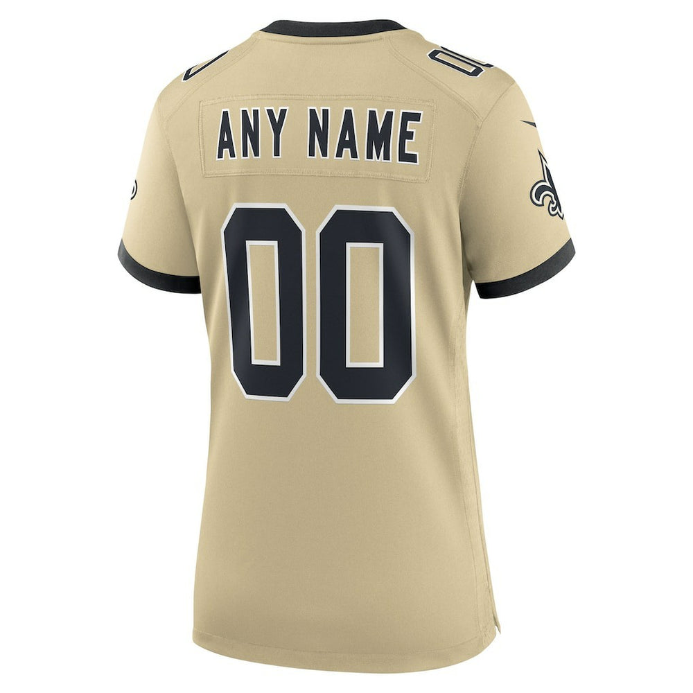 NFL New Orleans Saints Women's Gameday Golds Alternate Custom Game Jersey