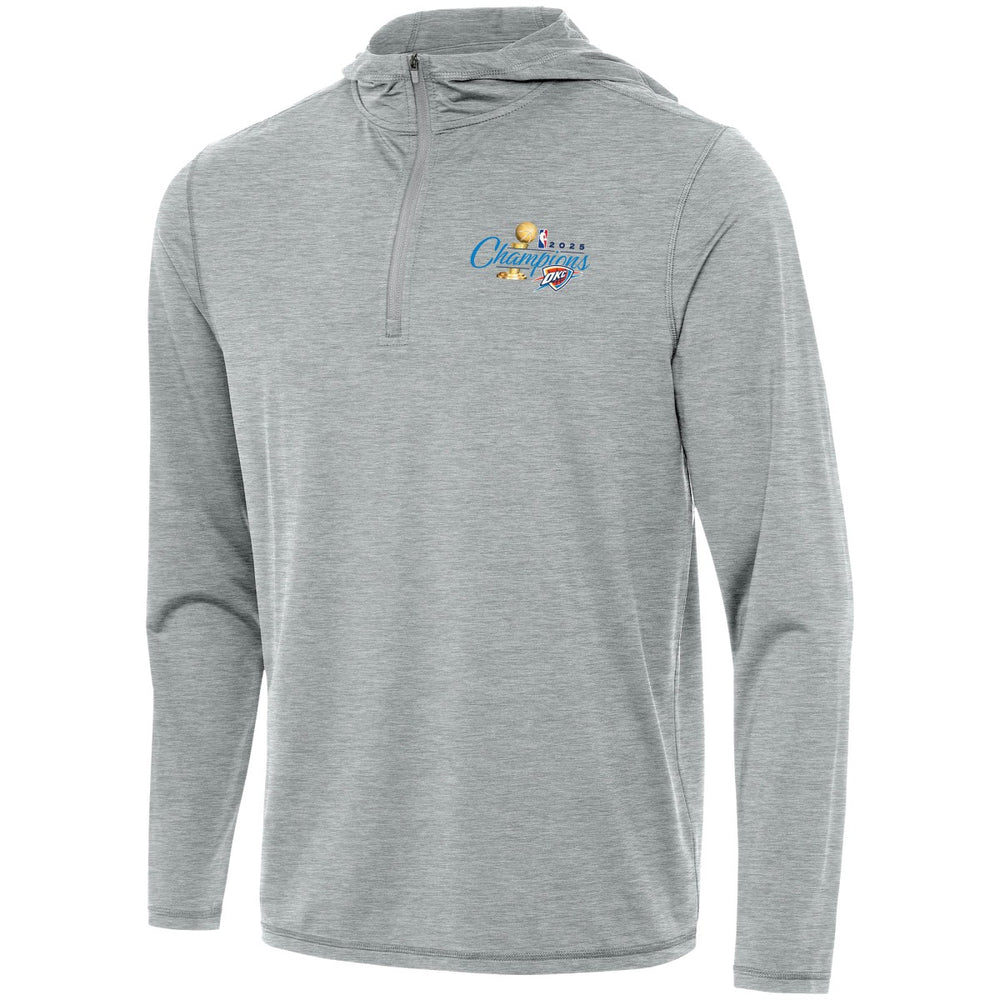 Oklahoma City Thunder Antigua 2025 NBA Finals Champions Tidy Quarter-Zip Hoodie - Heather Gray outlet
