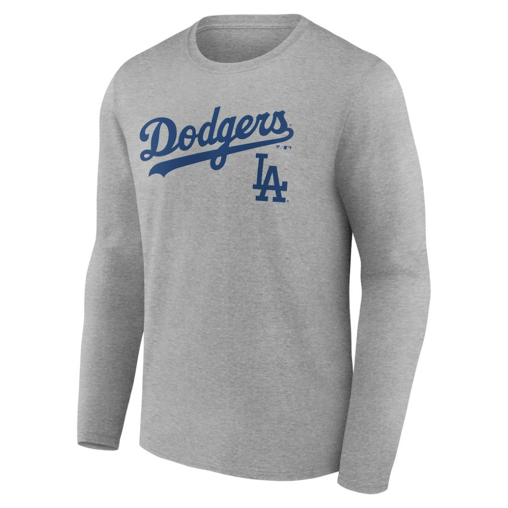Los Angeles Dodgers Team Lockup Long Sleeve T-Shirt - Gray