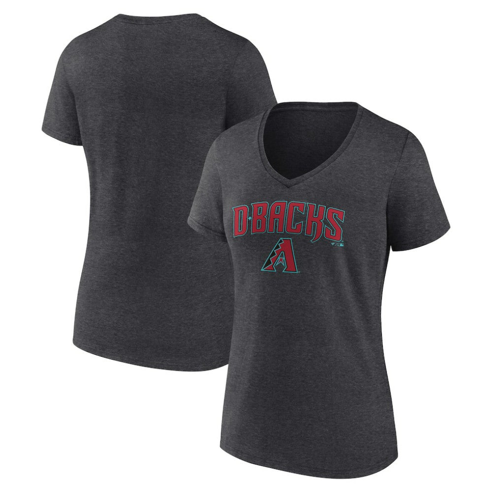 Arizona Diamondbacks Women's Team Lockup V-Neck T-Shirt - Charcoal