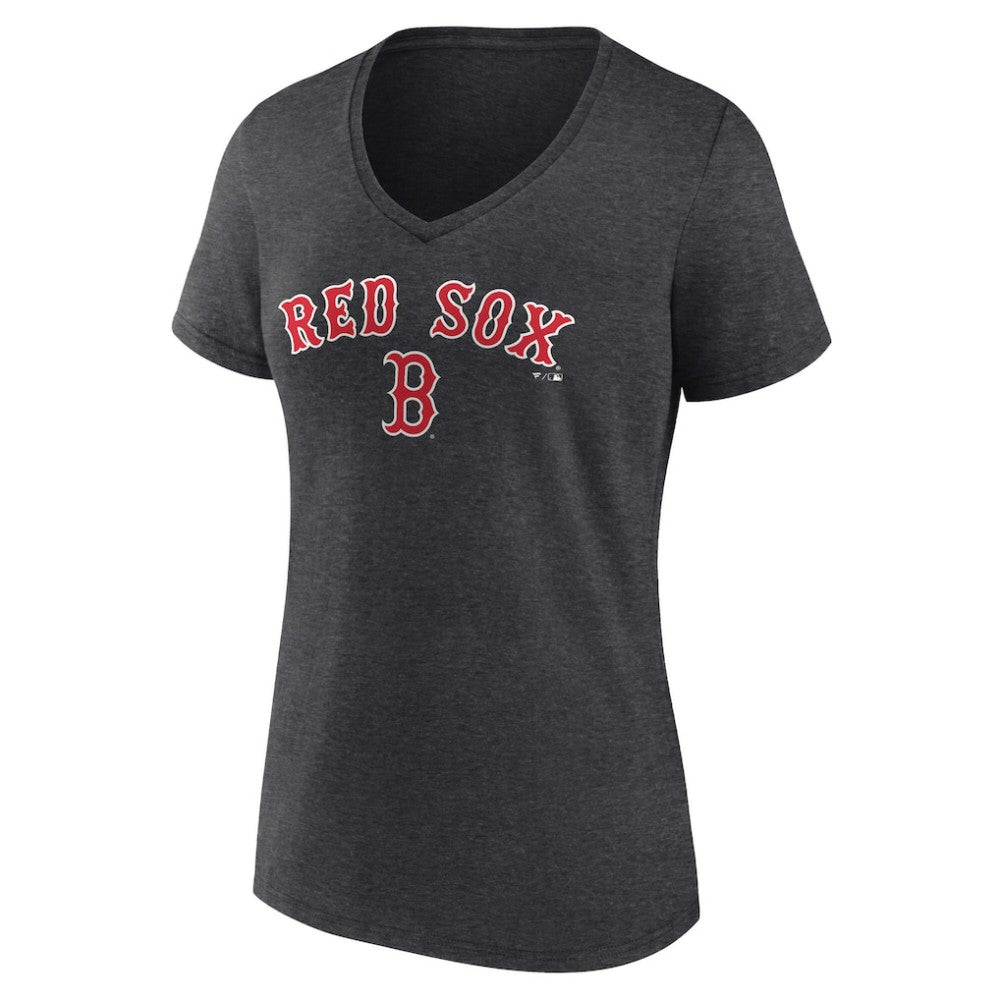 Boston Red Sox Women's Team Lockup V-Neck T-Shirt - Charcoal
