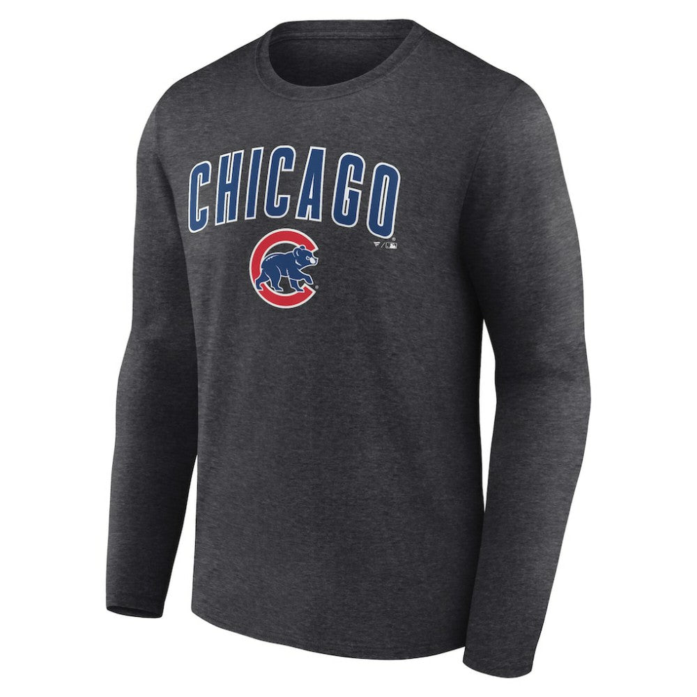 Chicago Cubs Team Lockup Long Sleeve T-Shirt - Charcoal