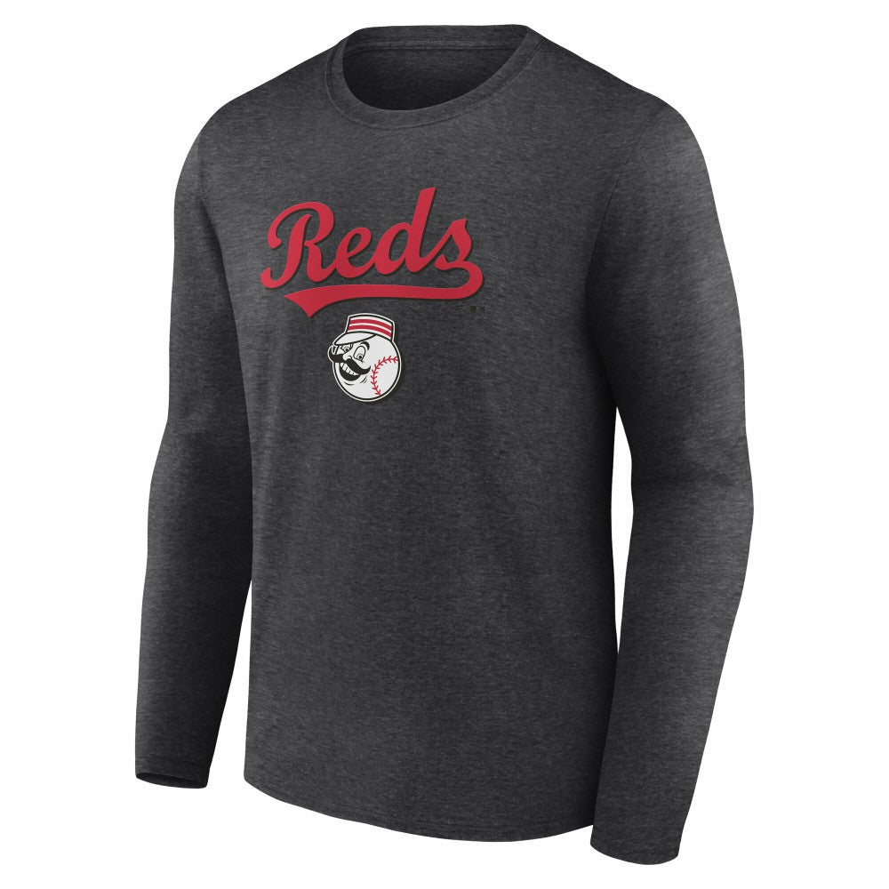 Cincinnati Reds Team Lockup Long Sleeve T-Shirt - Charcoal