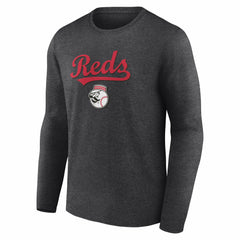Cincinnati Reds Team Lockup Long Sleeve T-Shirt - Charcoal