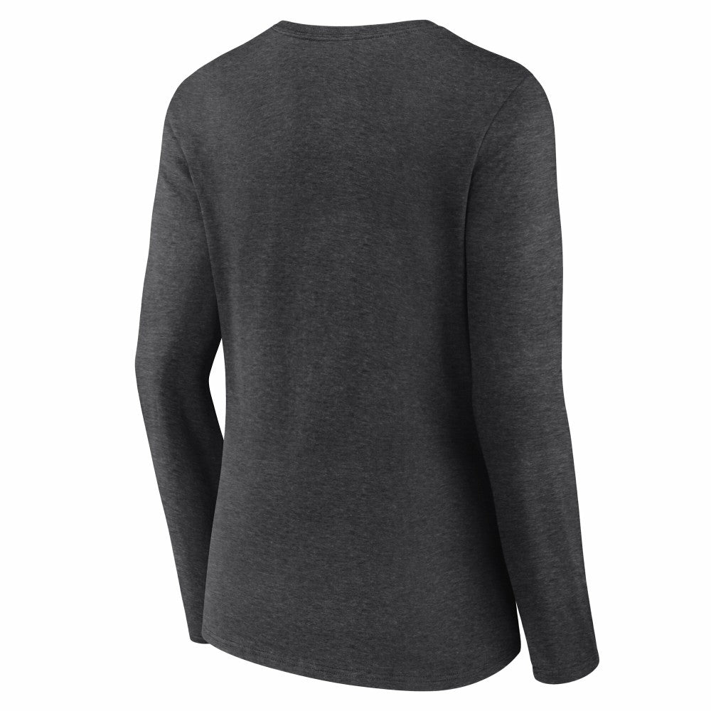 Cincinnati Reds Women's Team Lockup Long Sleeve V-Neck T-Shirt - Charcoal